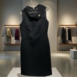 Tahari Black Textured Midi Dress